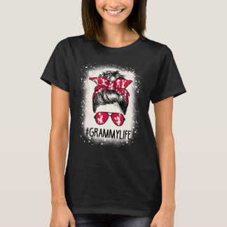 T-shirt Cheer Grammy Life Messy Bun Pom-pom girl Bleached