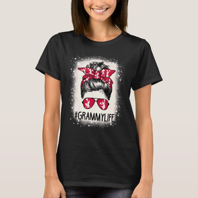 T-shirt Cheer Grammy Life Messy Bun Pom-pom girl Bleached  (Devant)