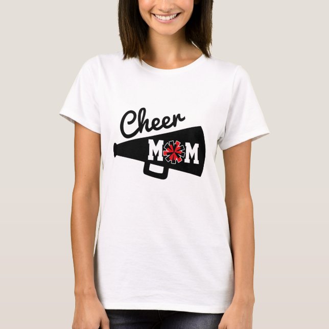 T-shirt Cheer Maman Cheerled Noir Blanc Rouge (Devant)
