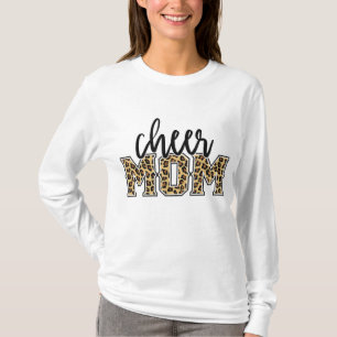 T-shirt Cheer Maman Empreinte de léopard Fier Pom-pom girl