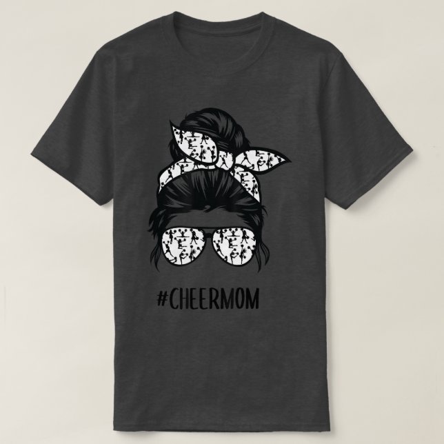 T-shirt Cheer Maman en Pom-pom girl de lunettes de cheveux (Design devant)