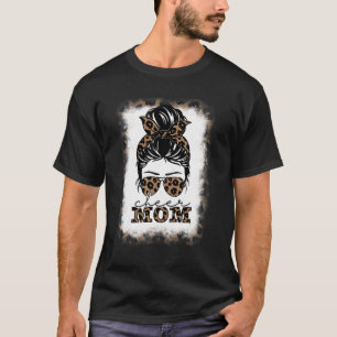 T-shirt Cheer Maman Léopard Chignon Ébouriffé Cheerleader