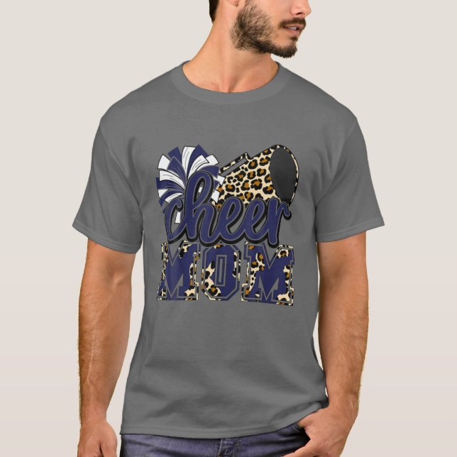 T-shirt Cheer Maman Marine Leopard Cheer Poms (Devant)