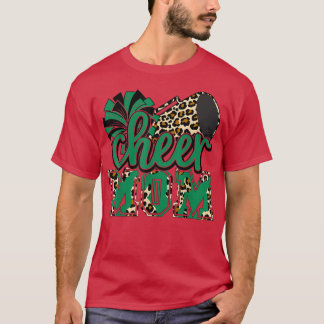 T-shirt Cheer Maman Poms et Mégaphone Léopard Vert