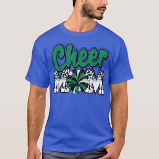 T-shirt Cheer Maman Vert Noir Blanc Léopard Lettres Cheer 