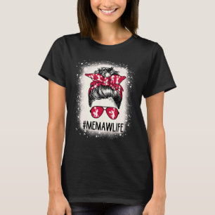 T-shirt Cheer Memaw Life Messy Bun Pom-pom girl Bleached M