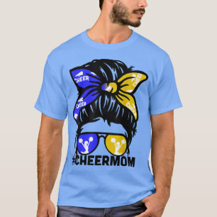 T-shirt Cheer Mère Maman Bleu & Or Cheerleading Maman Mes