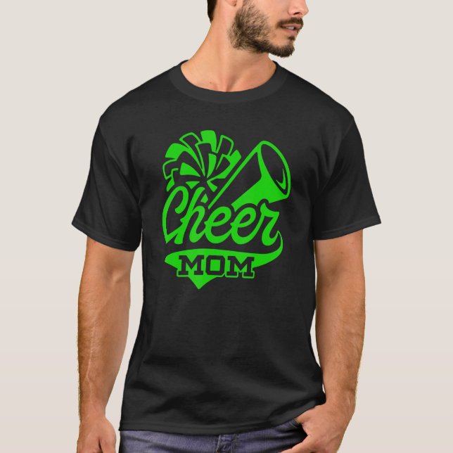 T-shirt Cheer Mom Biggest Fan Leopard Print Black And Gree (Devant)