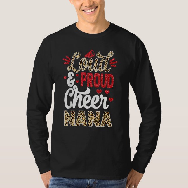 T-shirt Cheer Nana Biggest Fan Leopard Print And Pom Pom (Devant)