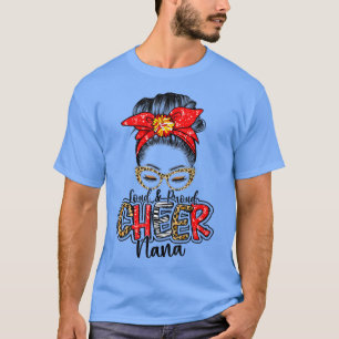 T-shirt Cheer Nana Cheerleader Nana Leopard Messy Bun Mot