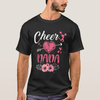 T-shirt Cheer Nana Floral Funny Pom-pom girl Coeur Mères