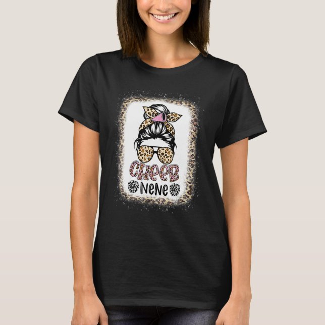 T-shirt Cheer Nene Leopard Messy Bun Cheerleader Bleached (Devant)