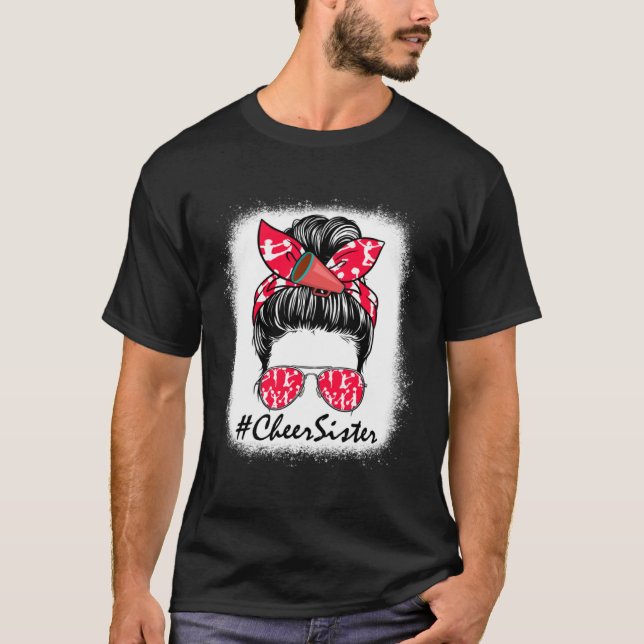 T-shirt Cheer Sister Life Messy Bun Cheerleader Mothers Da (Devant)