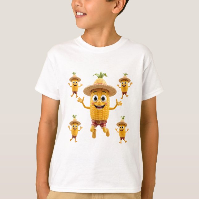 T-shirt  Cheerful Corn Characters Celebrating Life (Devant)