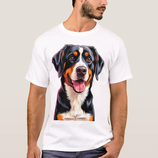 T-shirt Cheerful Entlebucher Mountain Dog (Devant)