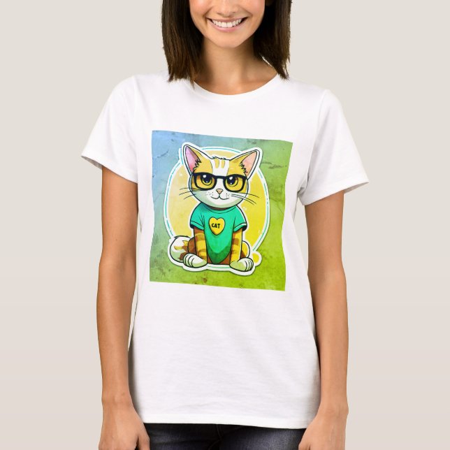 T-shirt "Cheerful Pixar Style Chat Sticker" (Devant)