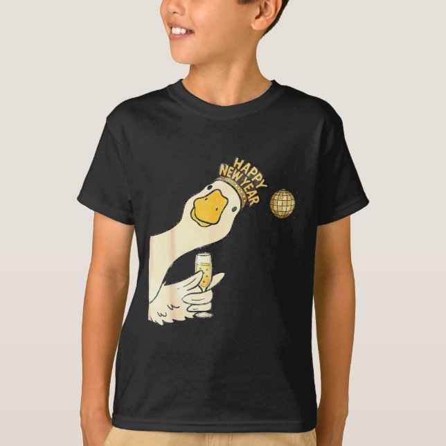 T-shirt Cheers Happy New Year 2026 Goose With Champagne Di (Devant)