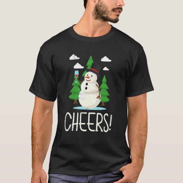 T-shirt Cheers Santa Claus Snowman Happy Holidays (Devant)