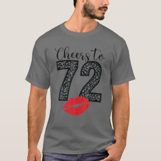 T-shirt Cheers To 72 Years Lips Happy Birthday Leopard Bor