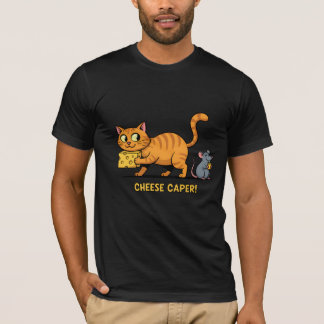 T-shirt Cheese Caper – Funny Cat & Mouse Cartoon Design