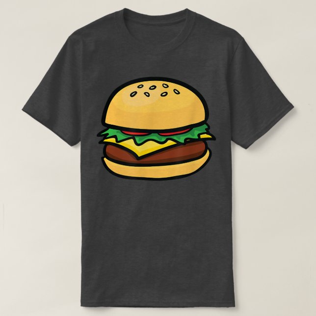 T-shirt Cheeseburger Emoticon Hamburger Fromage BBQ (Design devant)