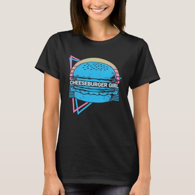 T-shirt Cheeseburger Girl  Burger Retro (Devant)