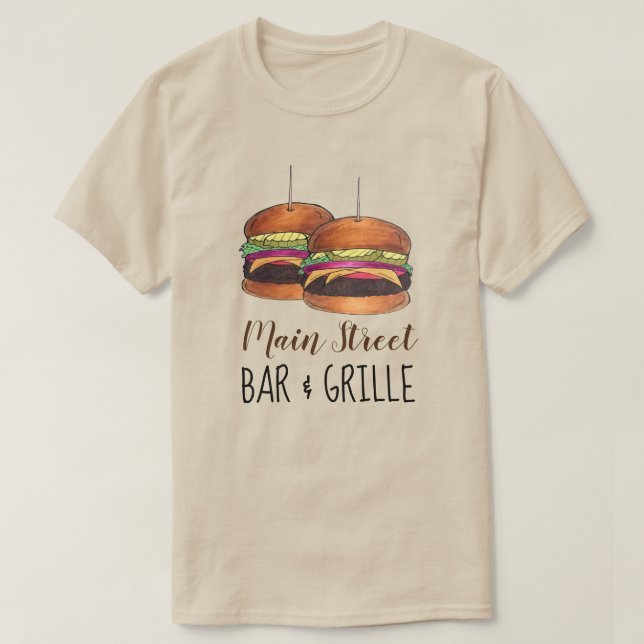 T-shirt Cheeseburger Hamburger Sliders Bar Pub (Design devant)