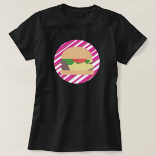T-shirt Cheeseburger rayures ombrées rose vif