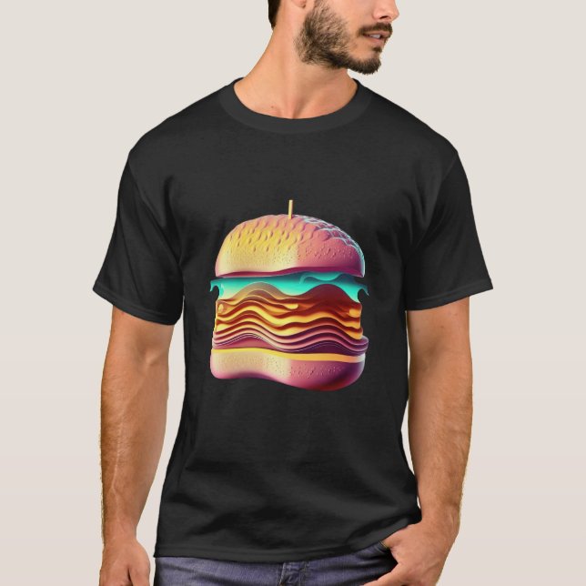 T-shirt Cheeseburger Vaporwave Retrowave Aesthetic (Devant)