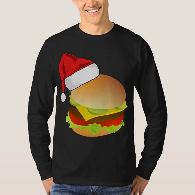 T-shirt Cheeseburgers Hamburger Santa Hat Correspondance C (Devant)