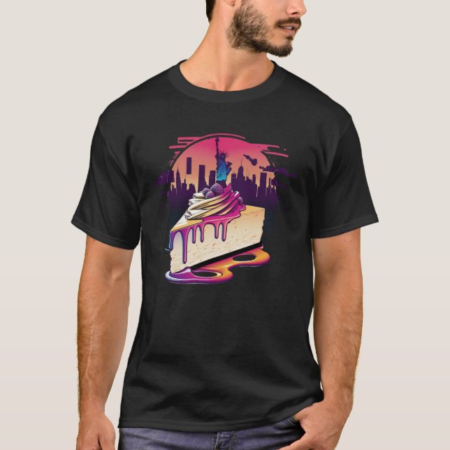 T-shirt Cheesecake de style new-yorkais Synthwave 80s Retr (Devant)