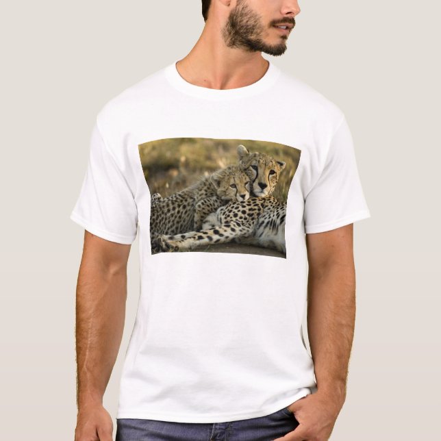 T-shirt Cheetah, Acinonyx jubatus, avec petit dans le Masa (Devant)