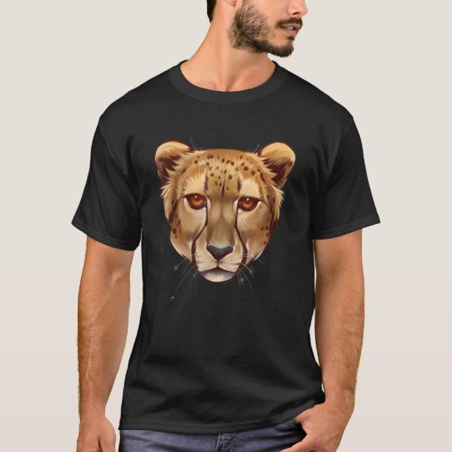 T-shirt Cheetah Animal Face Afrique Gros Chat Zoologiste C (Devant)