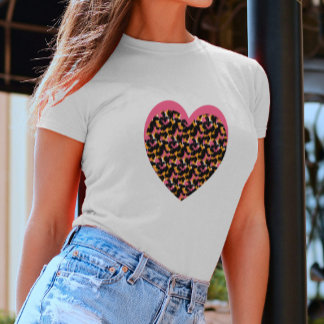 T-shirt Cheetah Heart Pink Black