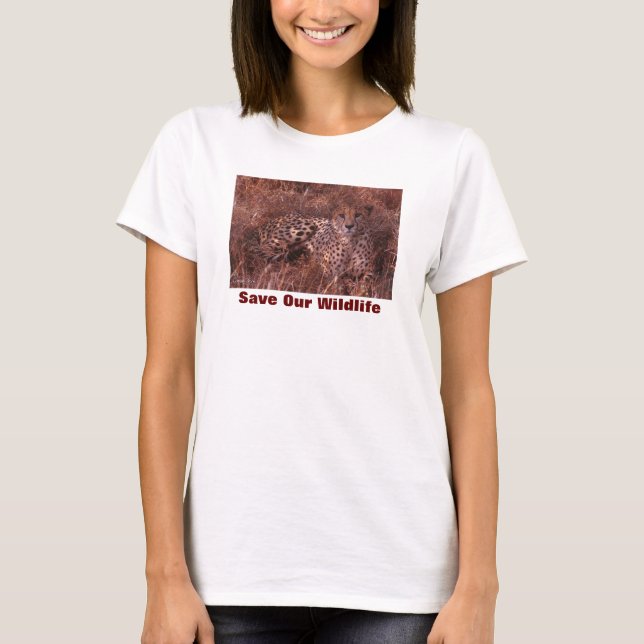 T-shirt Cheetah Stare Sauvez Notre Faune (Devant)