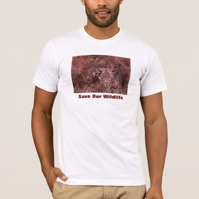 T-shirt Cheetah Stare Sauvez Notre Faune (Devant)