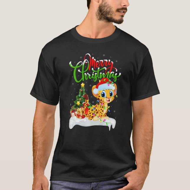 T-shirt Cheetah  Xmas Decorations Santa Cheetah Christmas (Devant)