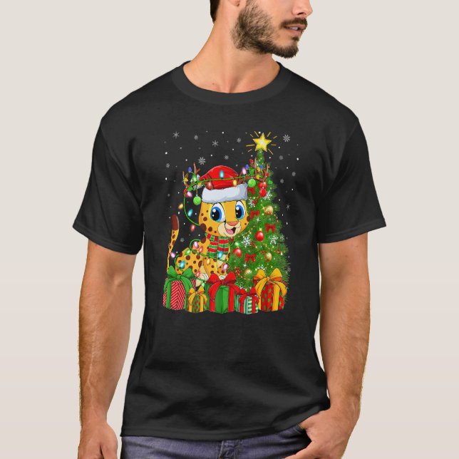 T-shirt Cheetah  Xmas Holiday Santa Cheetah Christmas Tree (Devant)