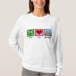 T-shirt Cheetahs Peace Love<br><div class="desc">Un signe de paix,  un coeur,  et un guépard mignon.</div>