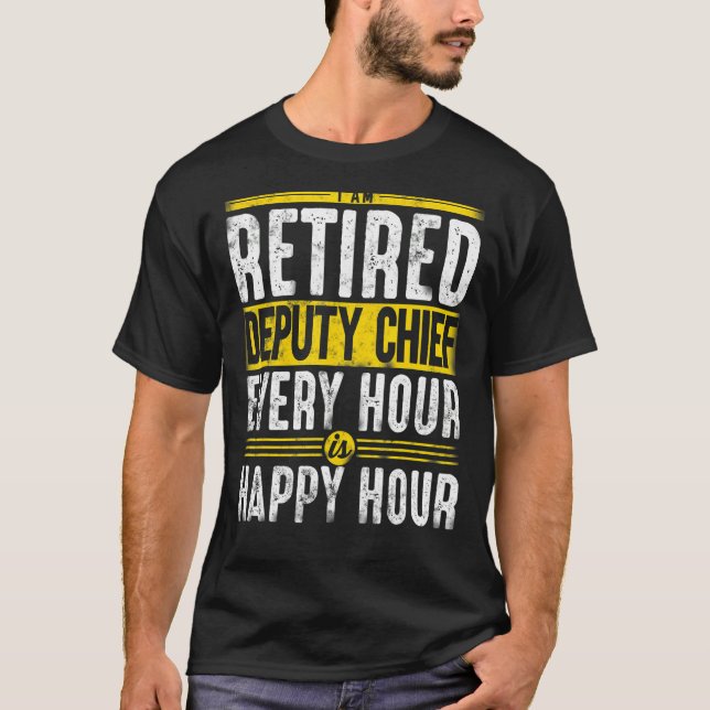 T-shirt Chef adjoint des pompiers à la retraite heureux (Devant)
