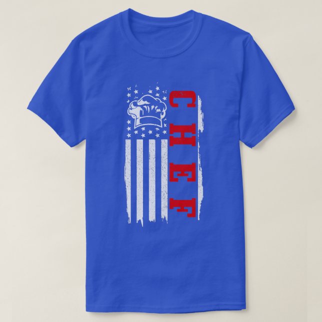 T-shirt Chef American Flag Patriotic Cook Cooking (Design devant)