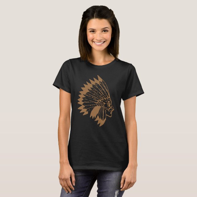 T-shirt Chef amérindien vintage boho indien apache (Devant entier)