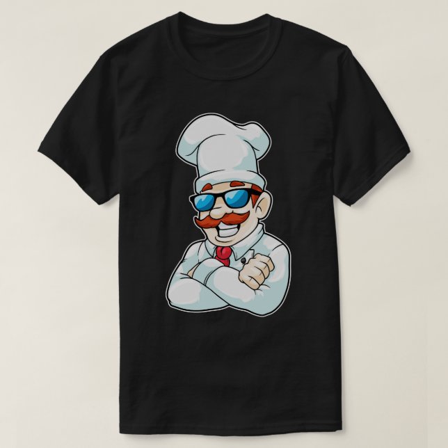 T-shirt Chef avec Chefs casquette drôles Lunettes de solei (Design devant)