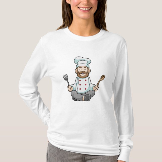 T-shirt Chef avec tablier de Cuisine au Yoga (Devant)