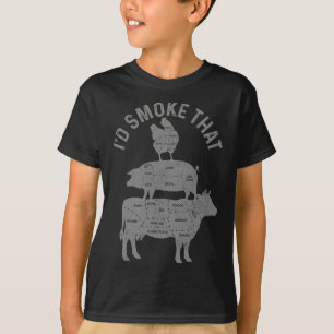 T-shirt Chef Boucher Bbq Je Fumerais Ce Porc Boeuf Drôle F