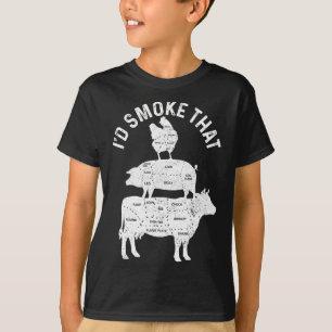 T-shirt Chef Boucher Bbq Je Fumerais Ce Porc Boeuf Drôle F