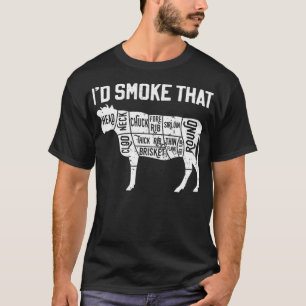 T-shirt Chef Butcher Cook BBQ Id Smoke That Cow Beef dinos