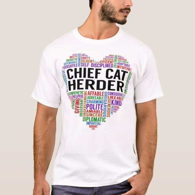T-shirt Chef Cat Herder Heart (Devant)