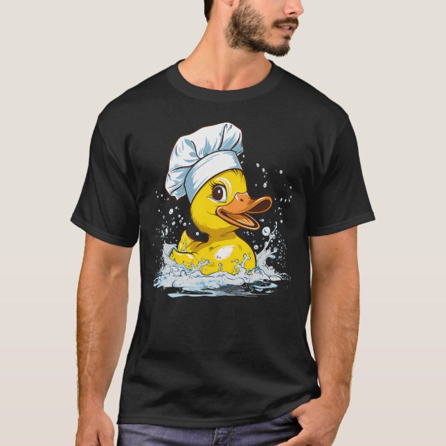 T-shirt Chef Cook Rubber Duck Food Animal Splash (Devant)