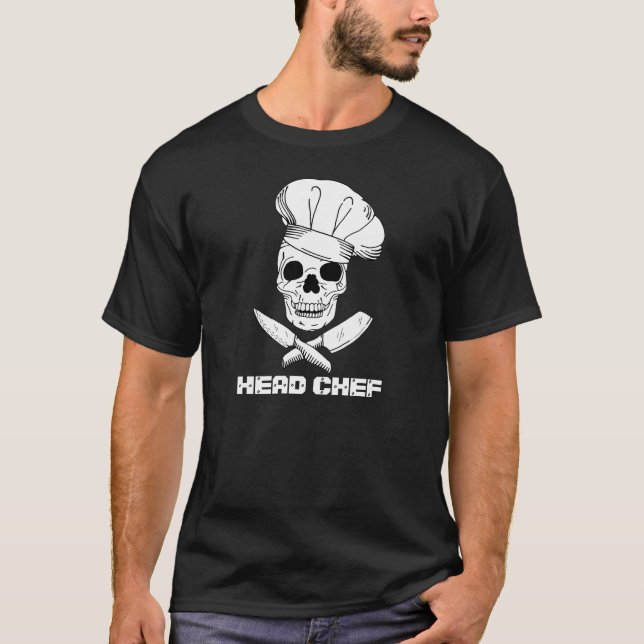 T-shirt Chef Cool Skeleton dans Chef Casquette Design (Devant)
